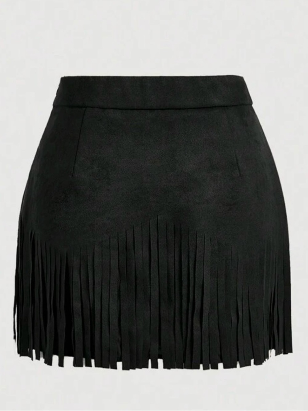 Black Fringed Mini Skirt